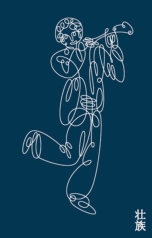 一根线练习人物系列(56民族)|插画|创作习作|哦阿怪 - 原创作品