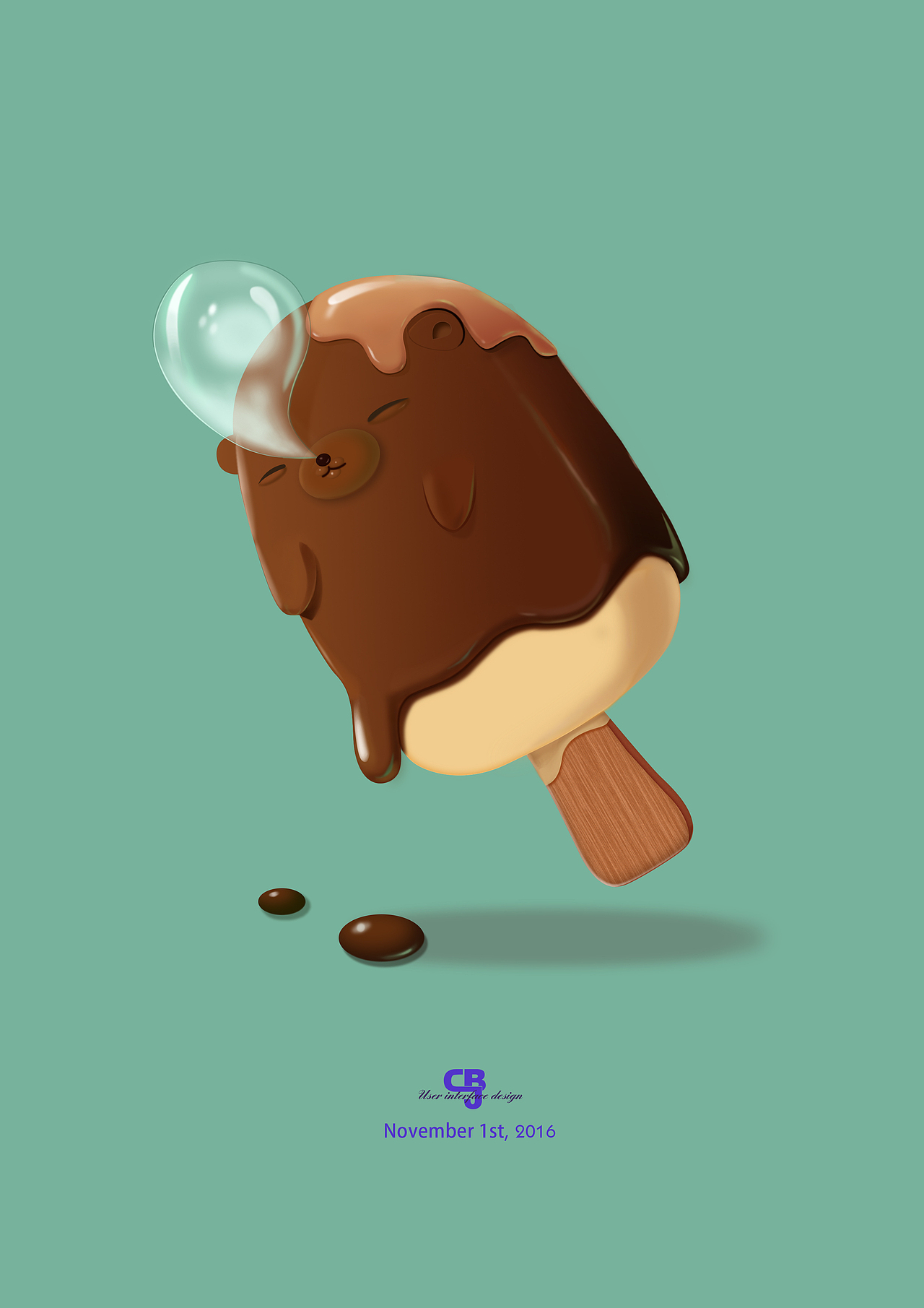 小熊奶油雪糕|插画|创作习作|设计虫_原创作品-站酷zcool