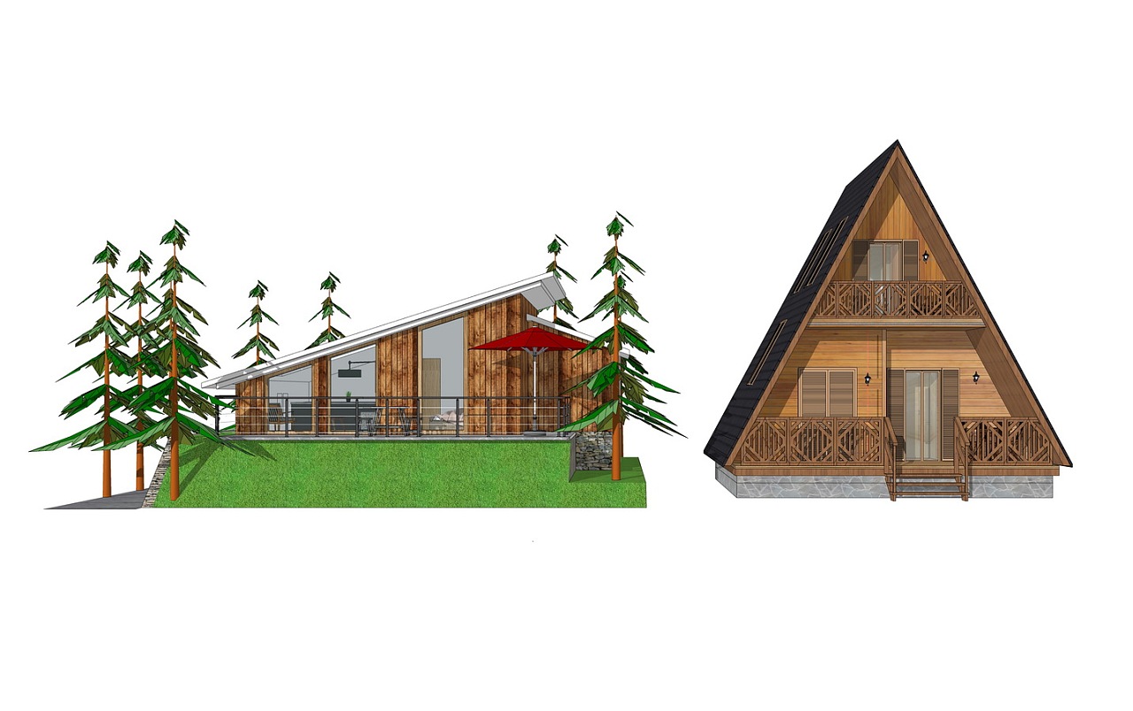 木屋设计su模型下载