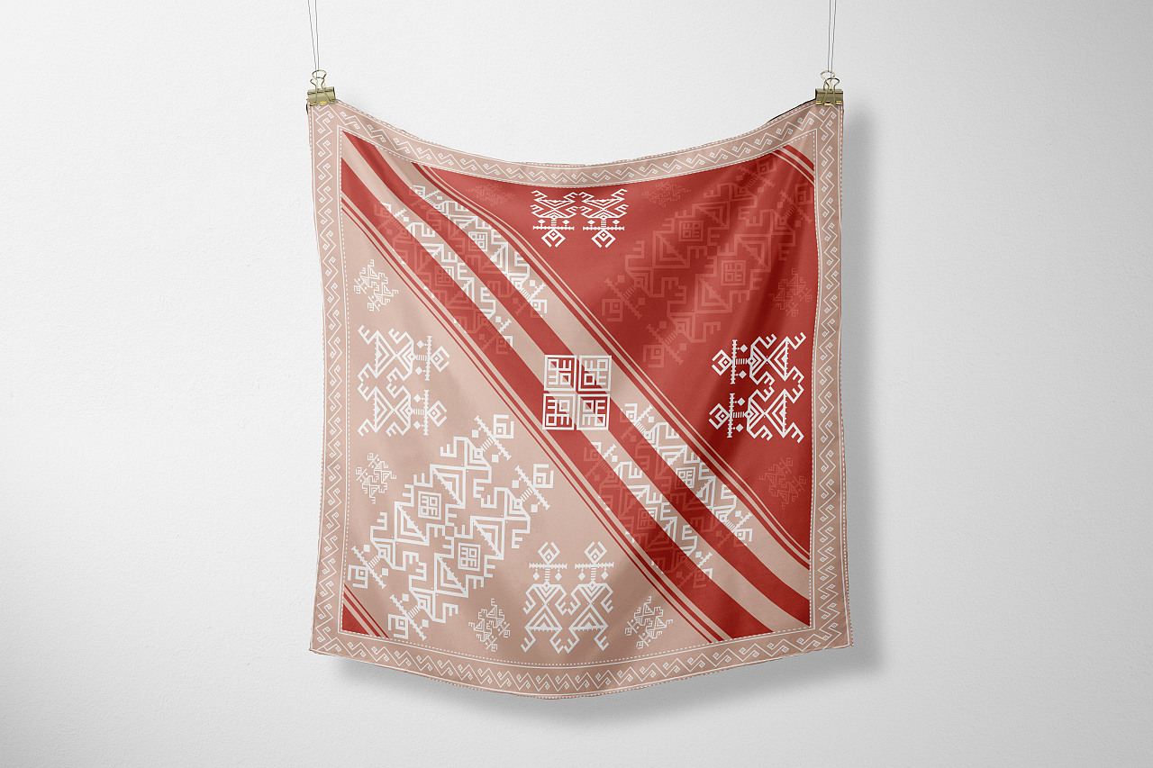 霓夏日絮语黎锦纹样黎母纹之丝巾设计