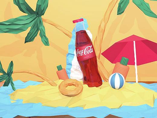 C4D练习-低多边形商业海报设计