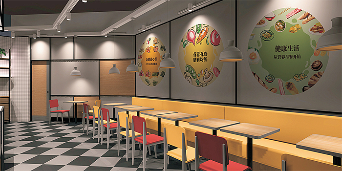 深圳餐饮品牌设计-金穗放心早午餐品牌空间形象升级