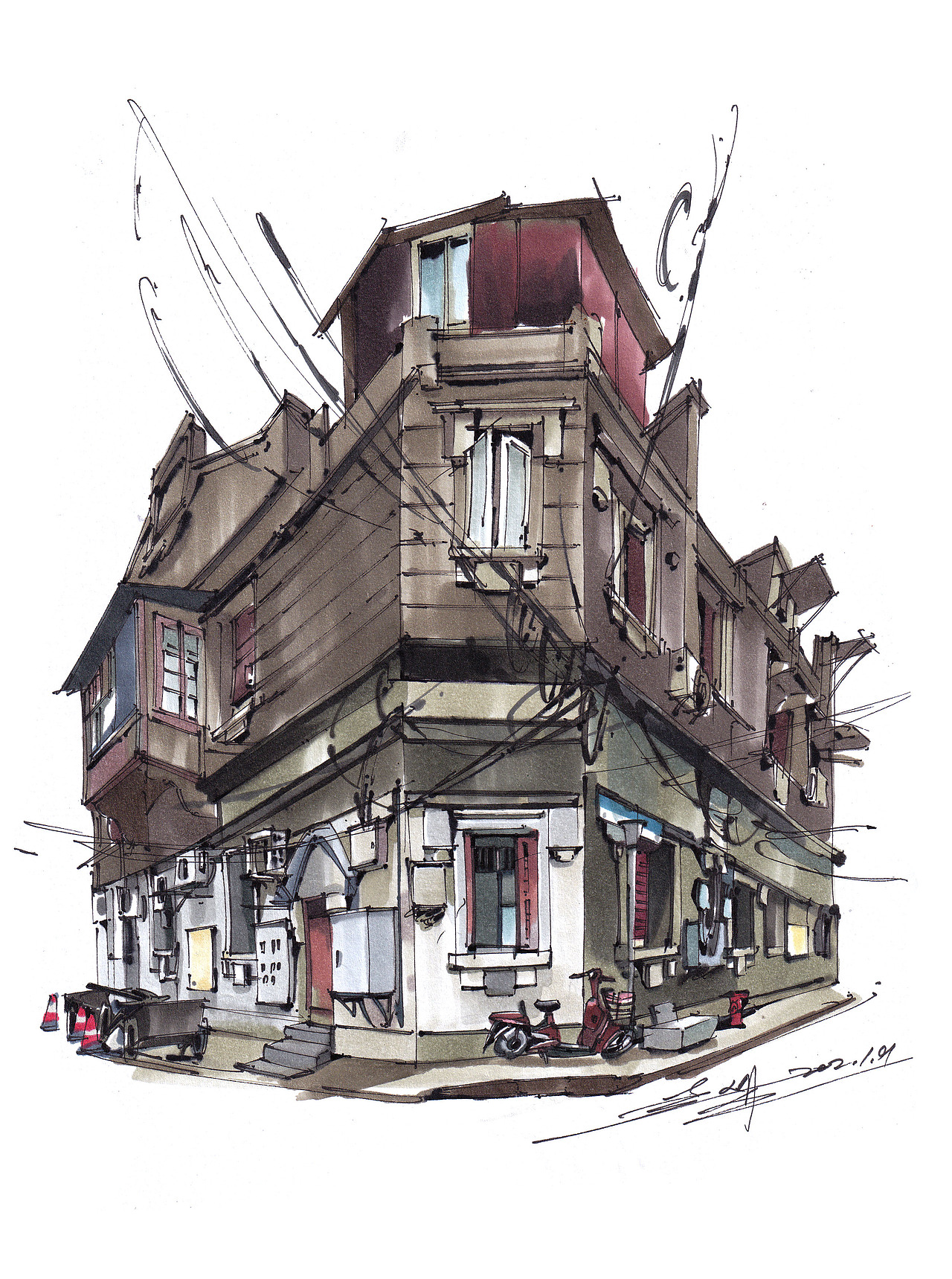 上海老洋房民居手绘