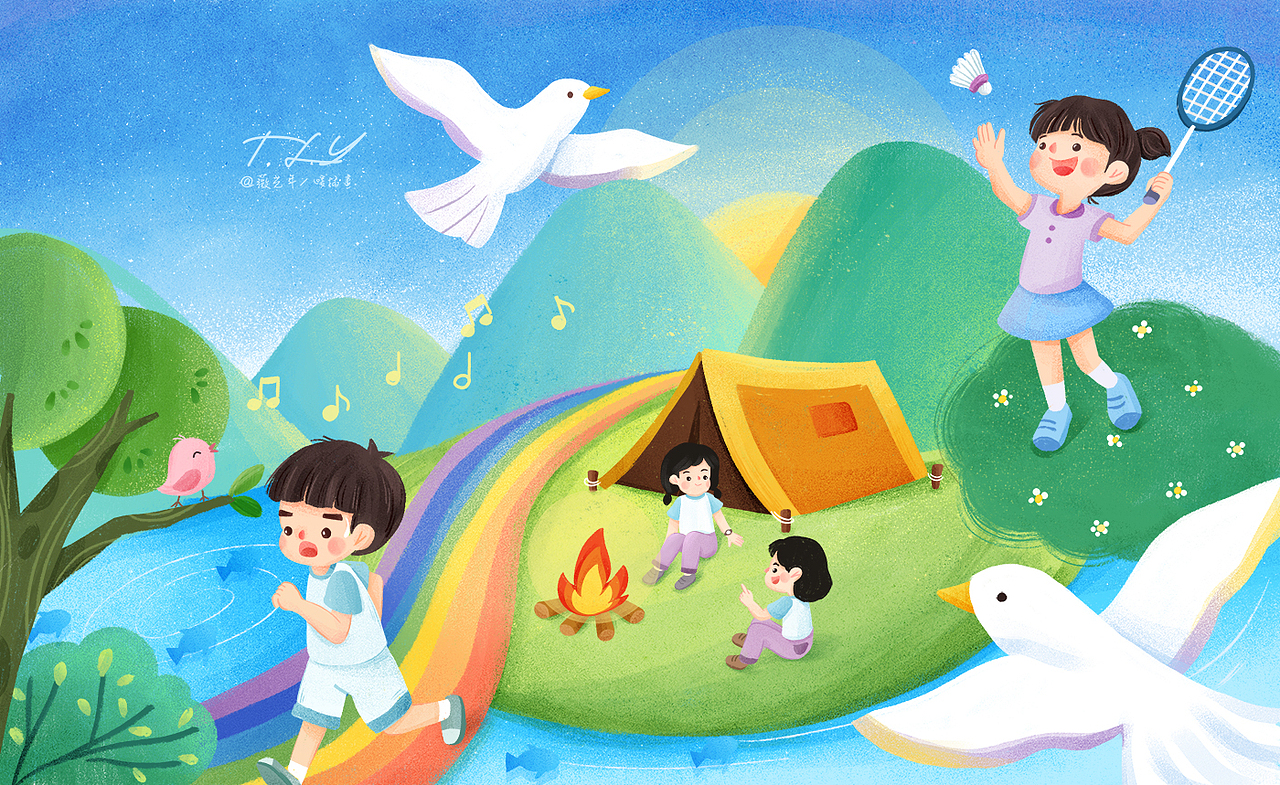 儿童教科书内页插画 - 健康生活