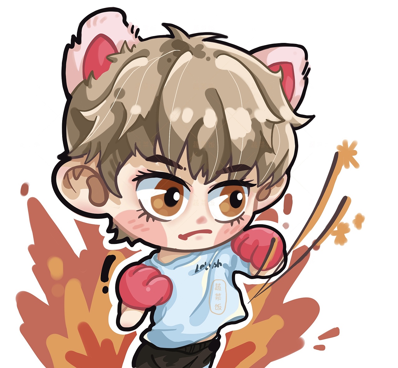 拳击猫猫or老虎利路修q版手绘