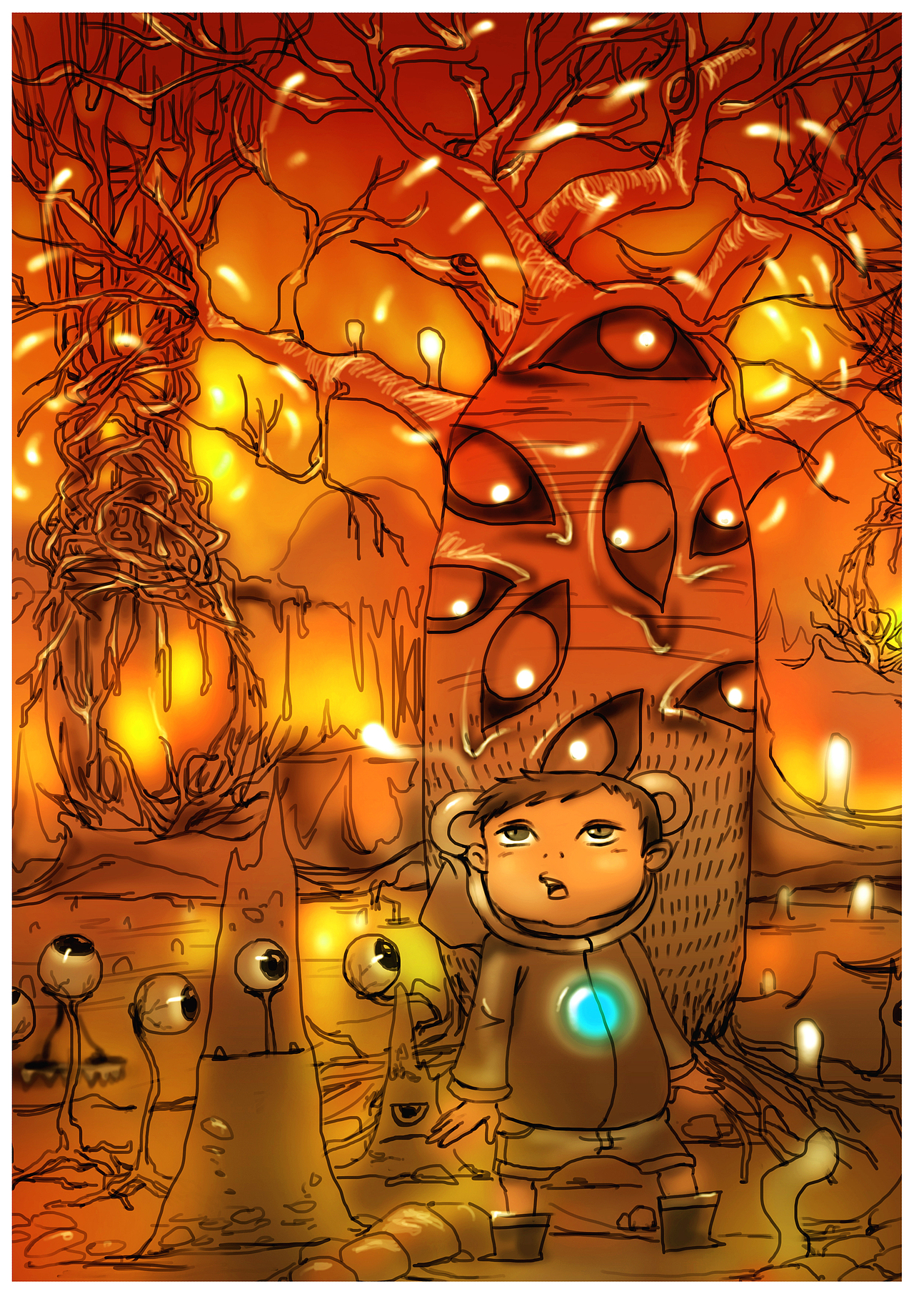 小男孩的梦幻之旅（图ZMTU4OTg3NzY=） - 艺术插画 - 站酷设计师蔡琪琪原创素材 - 站酷ZCOOL