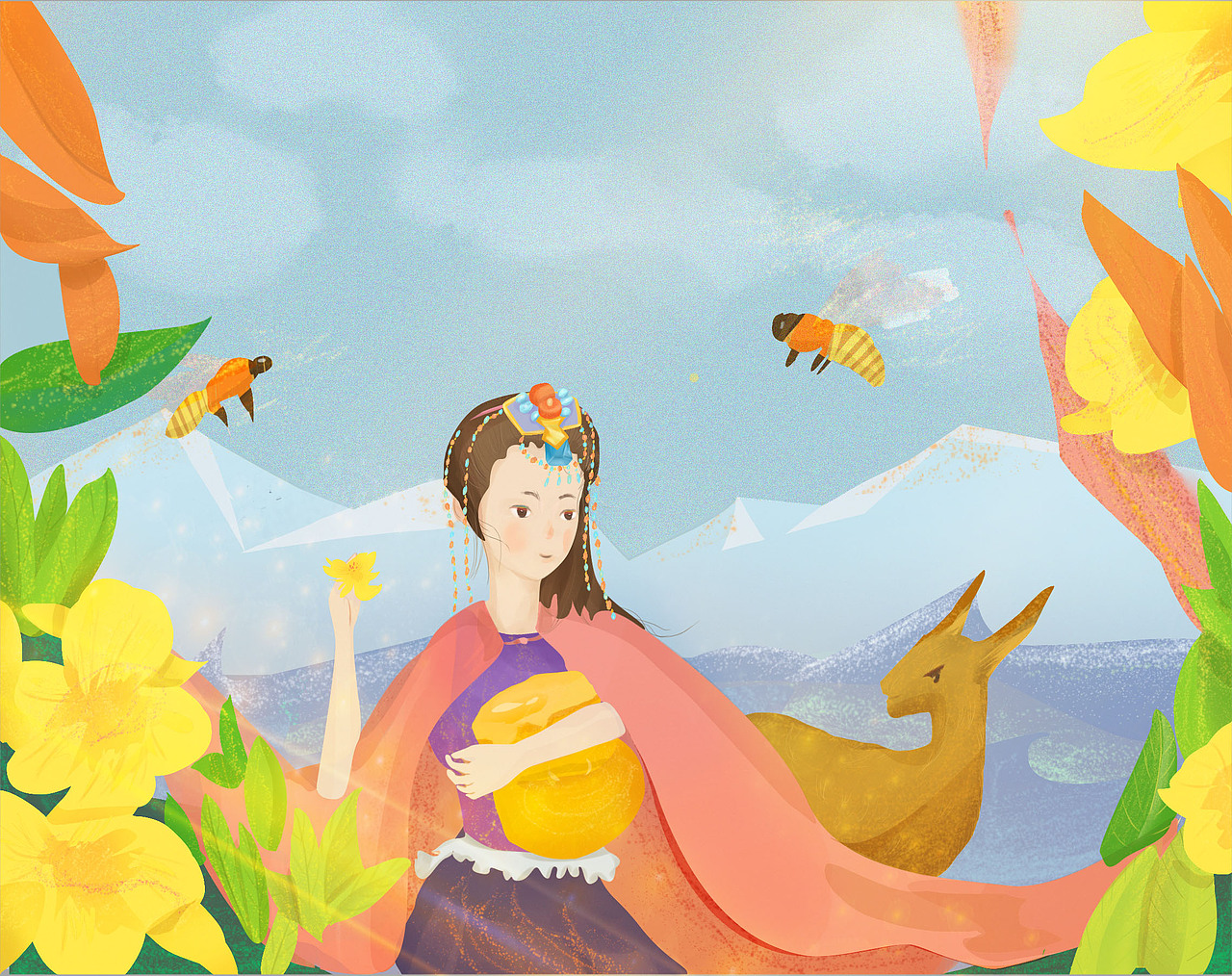 采蜜|插画|创作习作|老宋在此_原创作品-站酷zcool