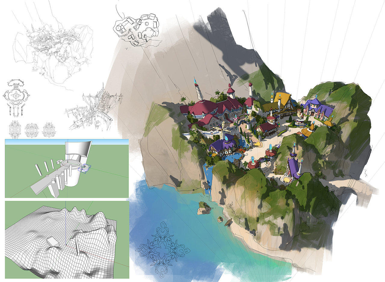 洛克猴课范 沙盘地形规划新图《FOX TOWN》高清步骤图（图ZMTE5MjQwODc2） - 游戏原画 - 站酷设计师艺数绘CG原创素材 - 站酷ZCOOL