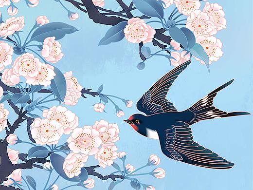 燕子，花