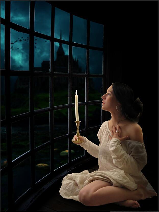 【教程临摹练习】深夜古堡手持蜡烛的少女