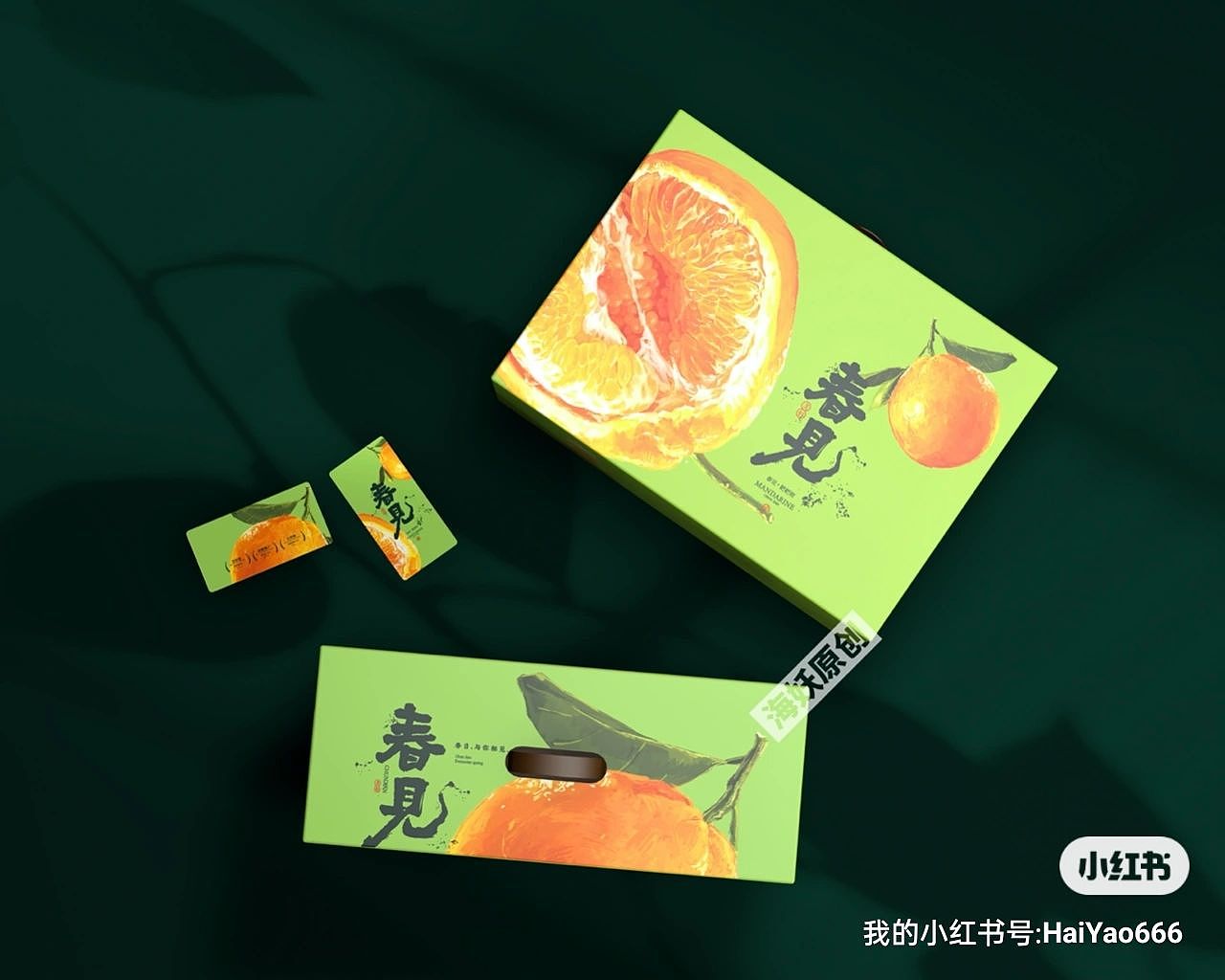 {原创}耙耙柑水果包装设计手绘插画礼盒