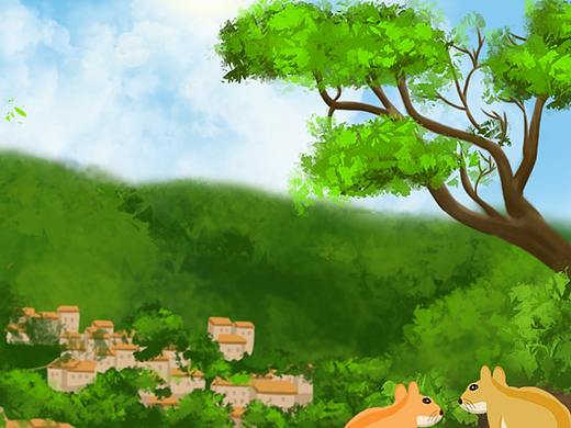 深山小乡村原创手绘写生全景插画