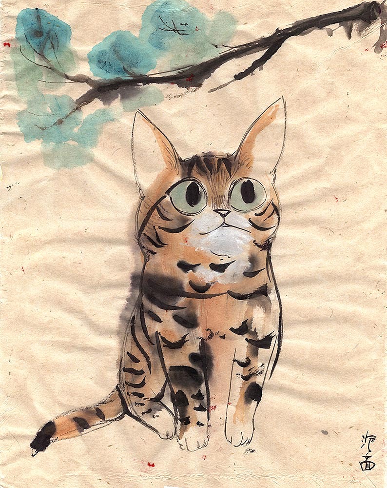 假装是写意毛笔画猫咪