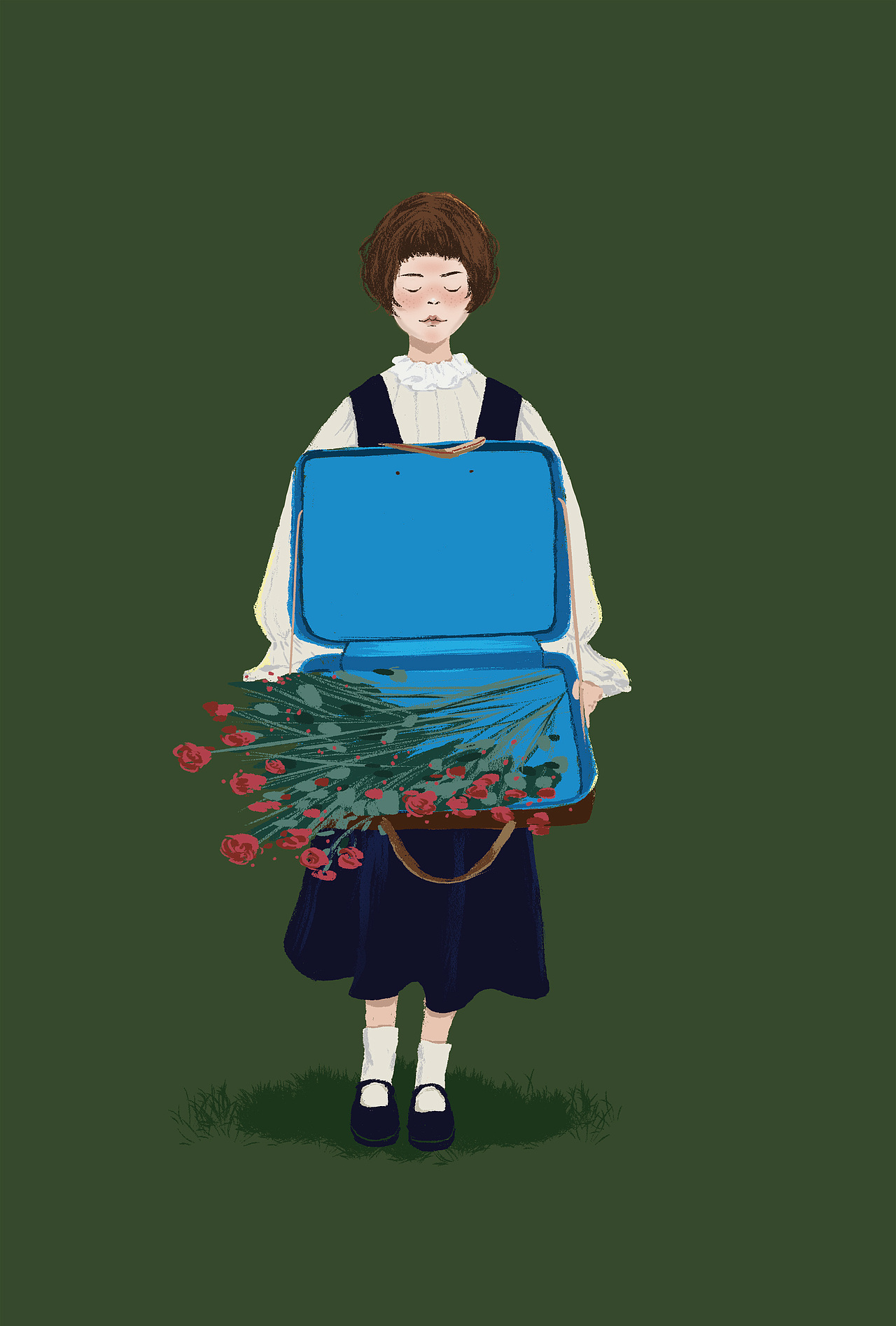 送花少女（图ZMjI0NDkzNzcy） - 艺术插画 - 站酷设计师超想吃冰粉原创素材 - 站酷ZCOOL