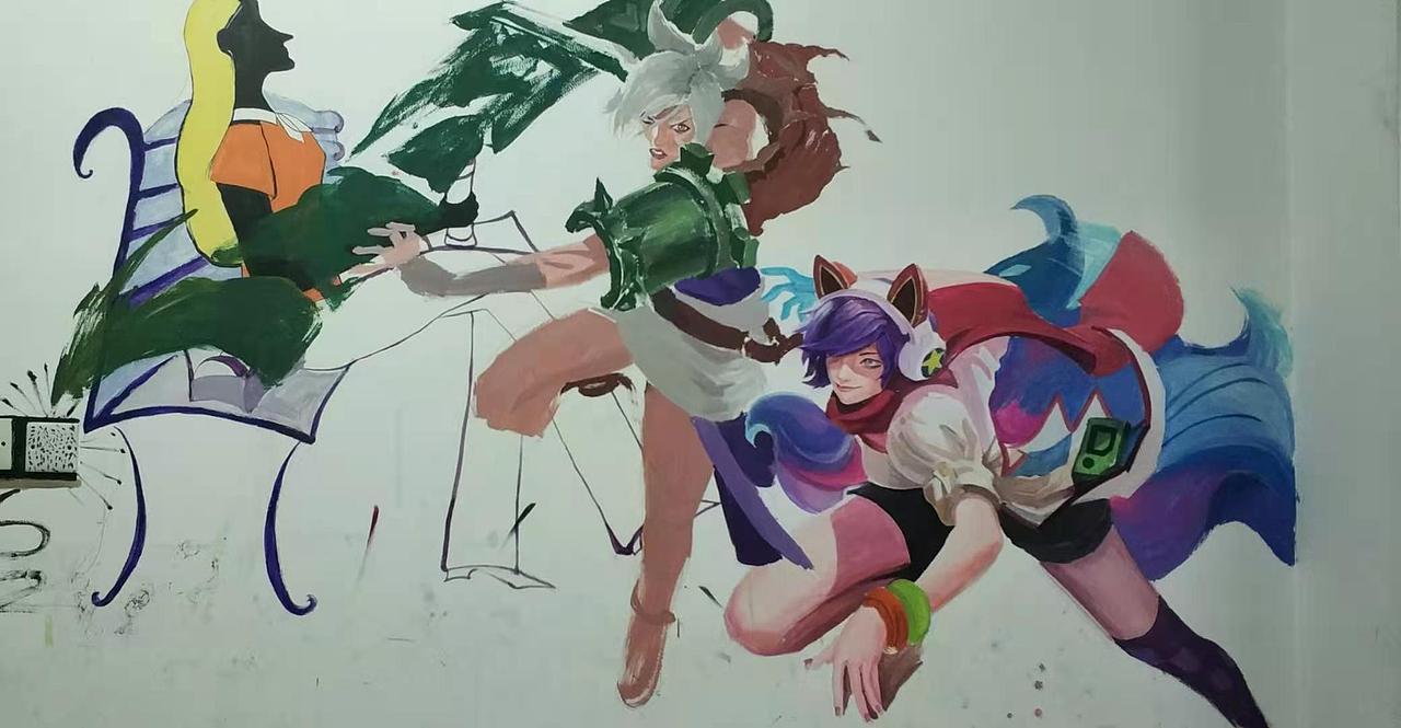 墙绘英雄联盟,瑞文狐狸拉克丝和ez