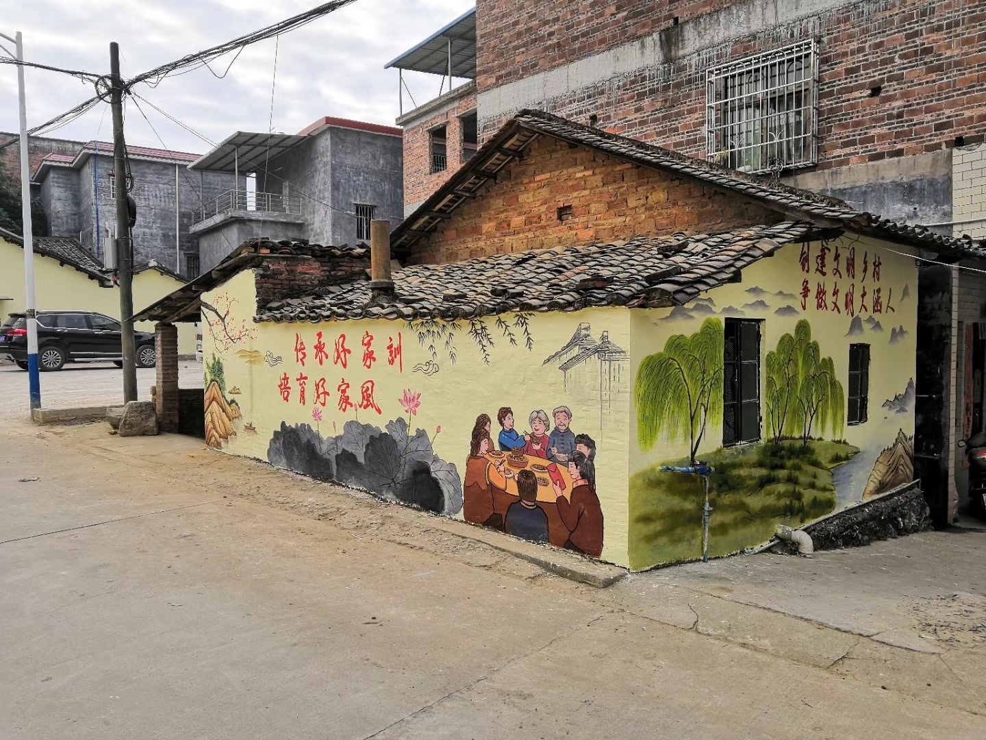 大涵村生态宜居环境墙体彩绘部分案例|插画|新锐潮流插画|华铭智墙绘