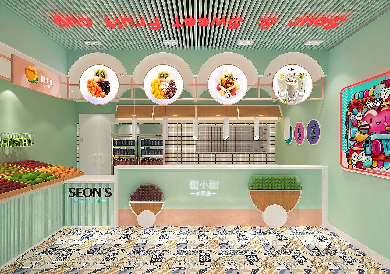 奶茶店、甜品店、水吧设计、效果图设计、贡茶、皇茶_点力中国-站酷ZCOOL