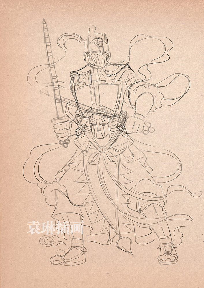 《变形金刚5》中国风插画海报（图ZODQ1MzQ3MDA=） - 商业插画 - 站酷设计师加油子原创素材 - 站酷ZCOOL
