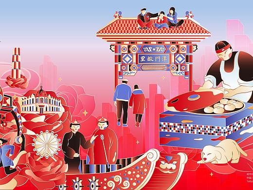 城市印象插画-天津