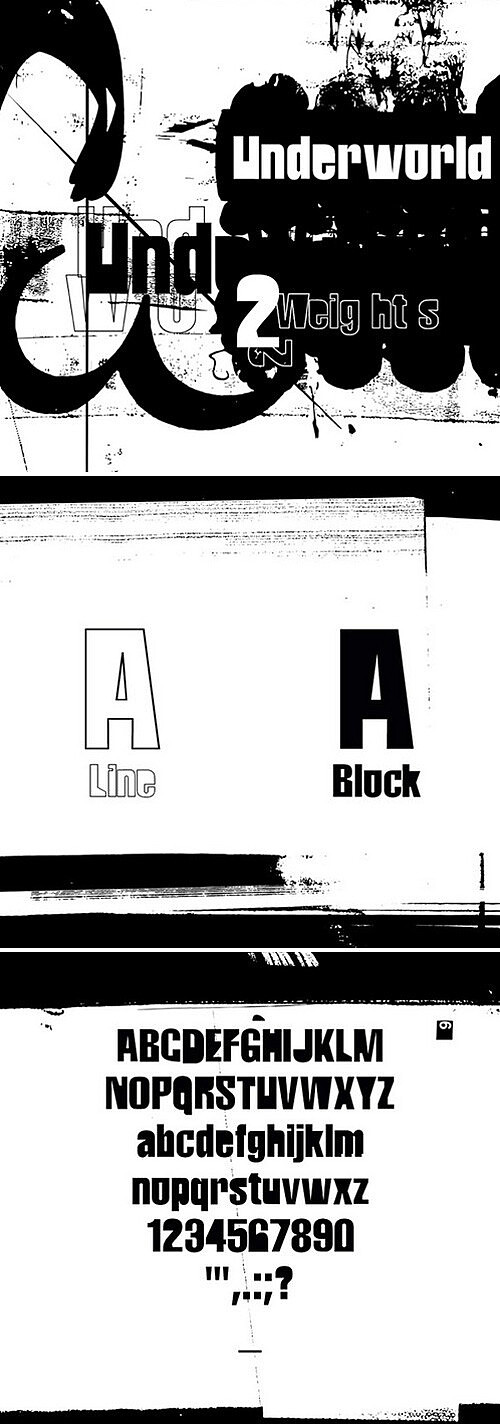 UnderWorld黑白泼墨字体