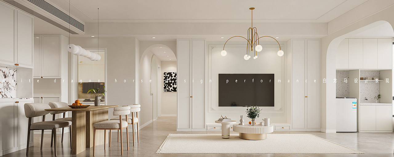 现代奶油风客餐厅