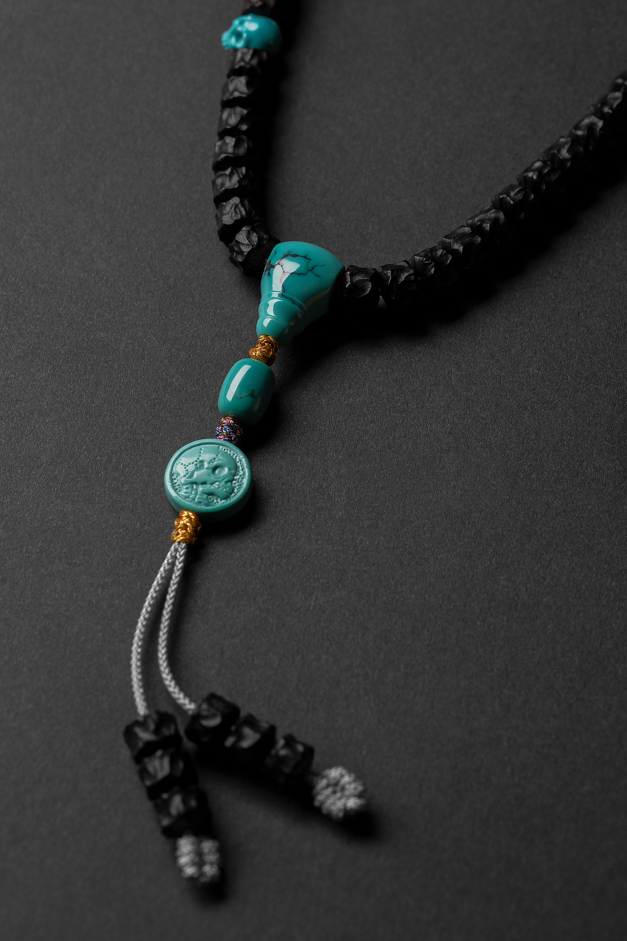 文玩椰蒂手串108搭配绿松石配饰拍摄