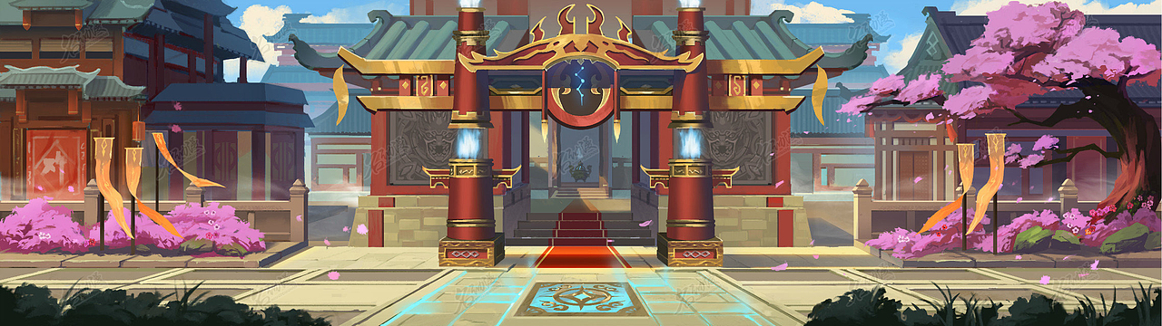 古风日式建筑群横版场景_名动漫cg数娱-站酷zcool