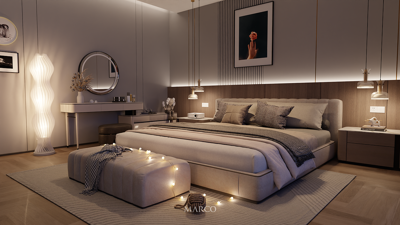 现代卧室渲染 - Blender室内动画