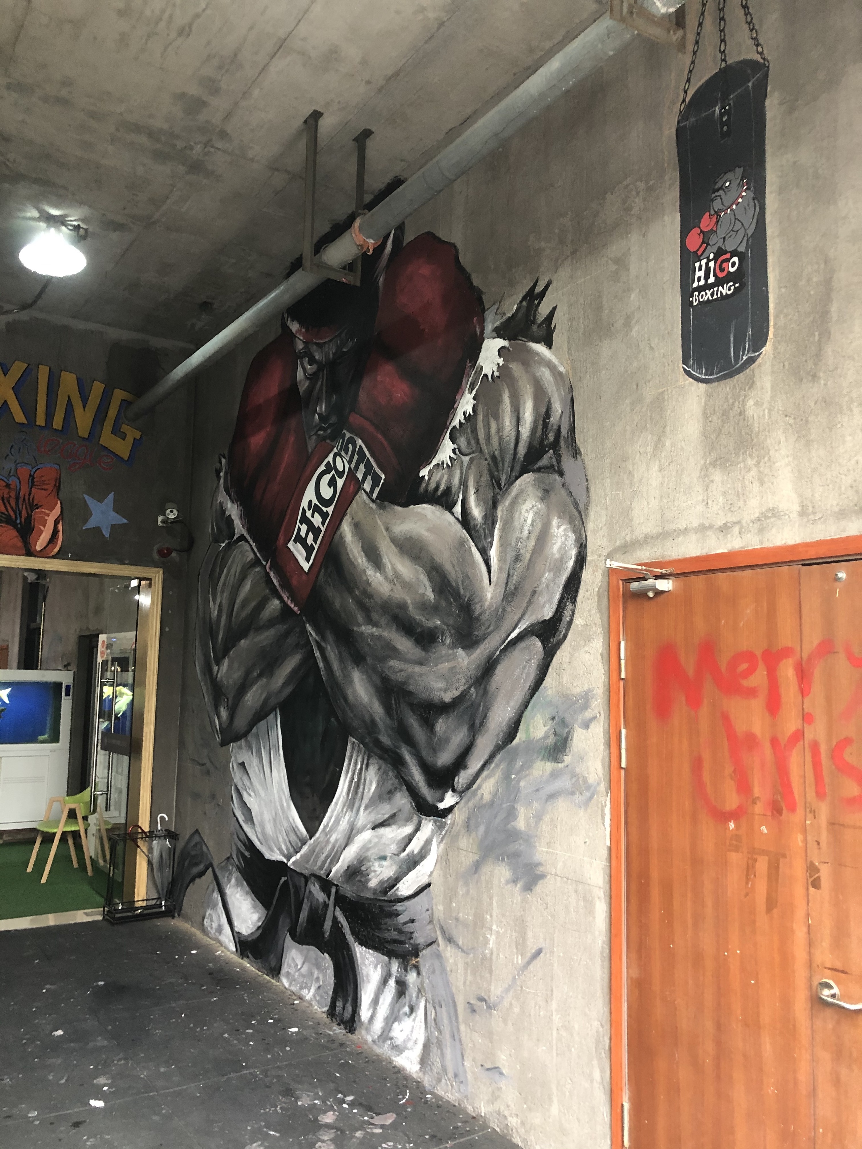 杭州尽善尽美墙绘|嗨高拳击健身工作室