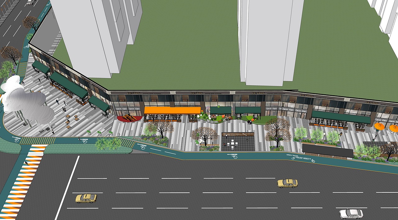 万科翡翠公园示范区+商业街景观SU模型下载