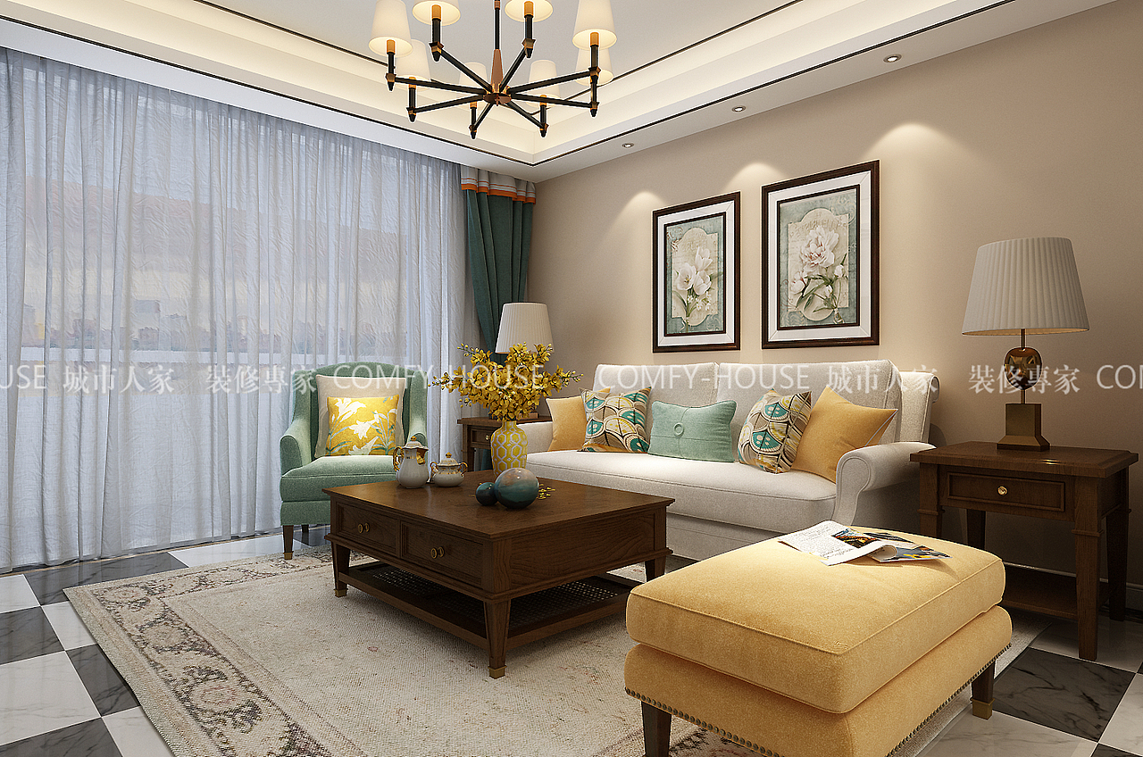 山水泉城现代美式风格装修——济南城市人家装饰