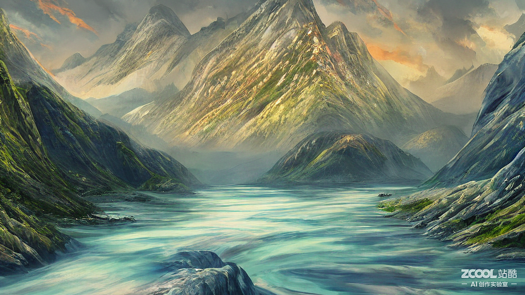 #AI創(chuàng)作實(shí)驗(yàn)室#千里江山（圖ZMzE4NDA0Mzg4） - AI作品 - 站酷設(shè)計(jì)師Zitrlay張?jiān)瓌?chuàng)素材 - 站酷ZCOOL