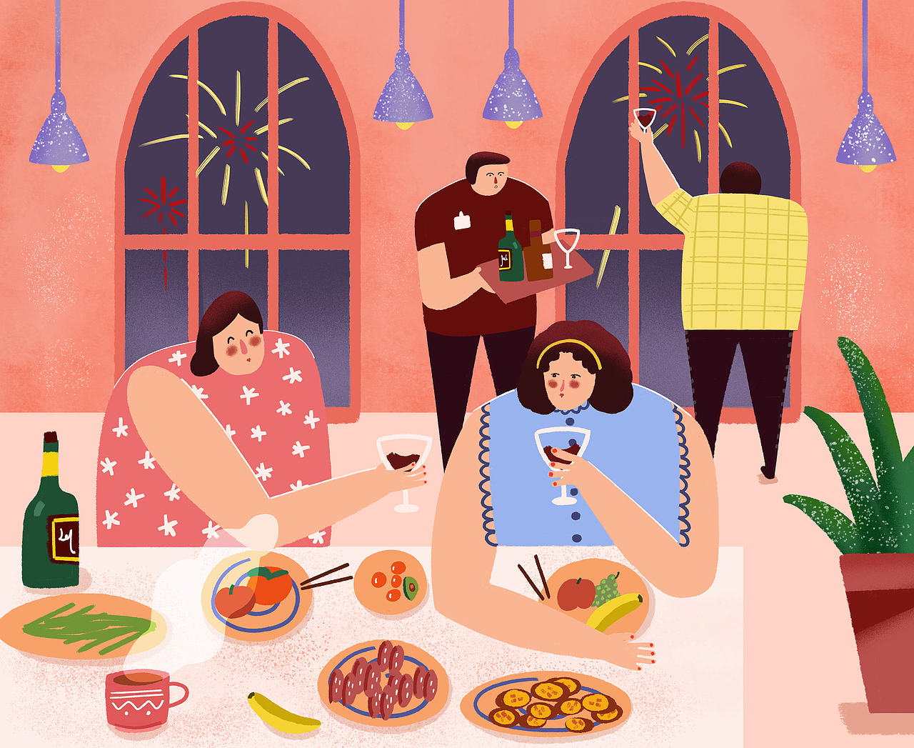 周五的聚餐|插画|商业插画|想当一个幸福的紫_原创作品-站酷zcool