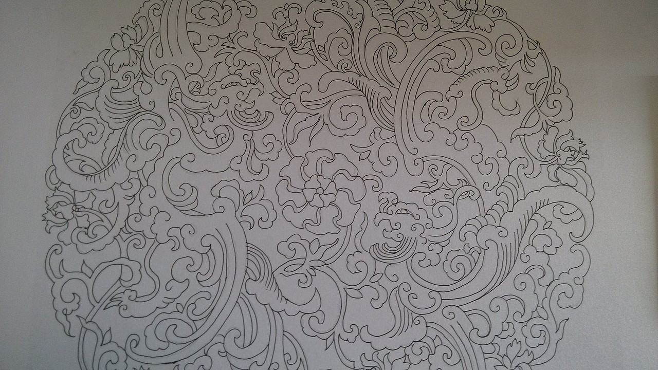 线条画，内容为凤凰纹样和宝相花纹样组合（图ZMTU0ODYyNjg=） - 绘画 - 站酷设计师笙箫墨原创素材 - 站酷ZCOOL