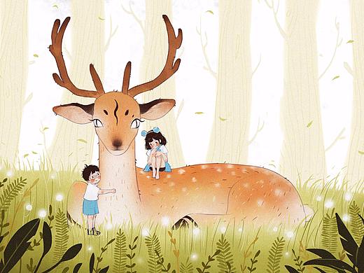 麋鹿（個(gè)人主頁(yè)-ZMzYzMDQzNDA=） - 兒童插畫(huà) - 站酷設(shè)計(jì)師畫(huà)畫(huà)的波音747原創(chuàng)素材 - 站酷ZCOOL