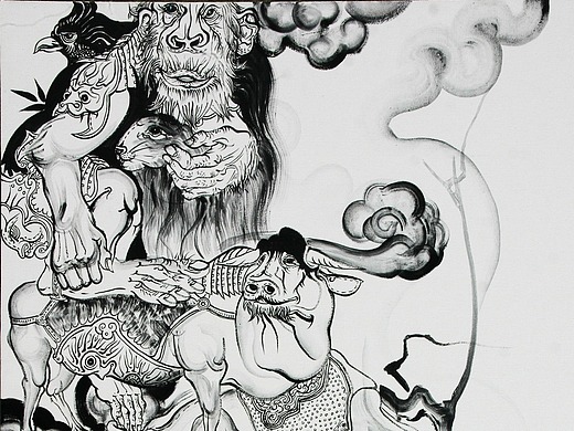 朱敬一水墨动物系列平面-图案7950122年前绘画系列-妖野荒踪平面-图案