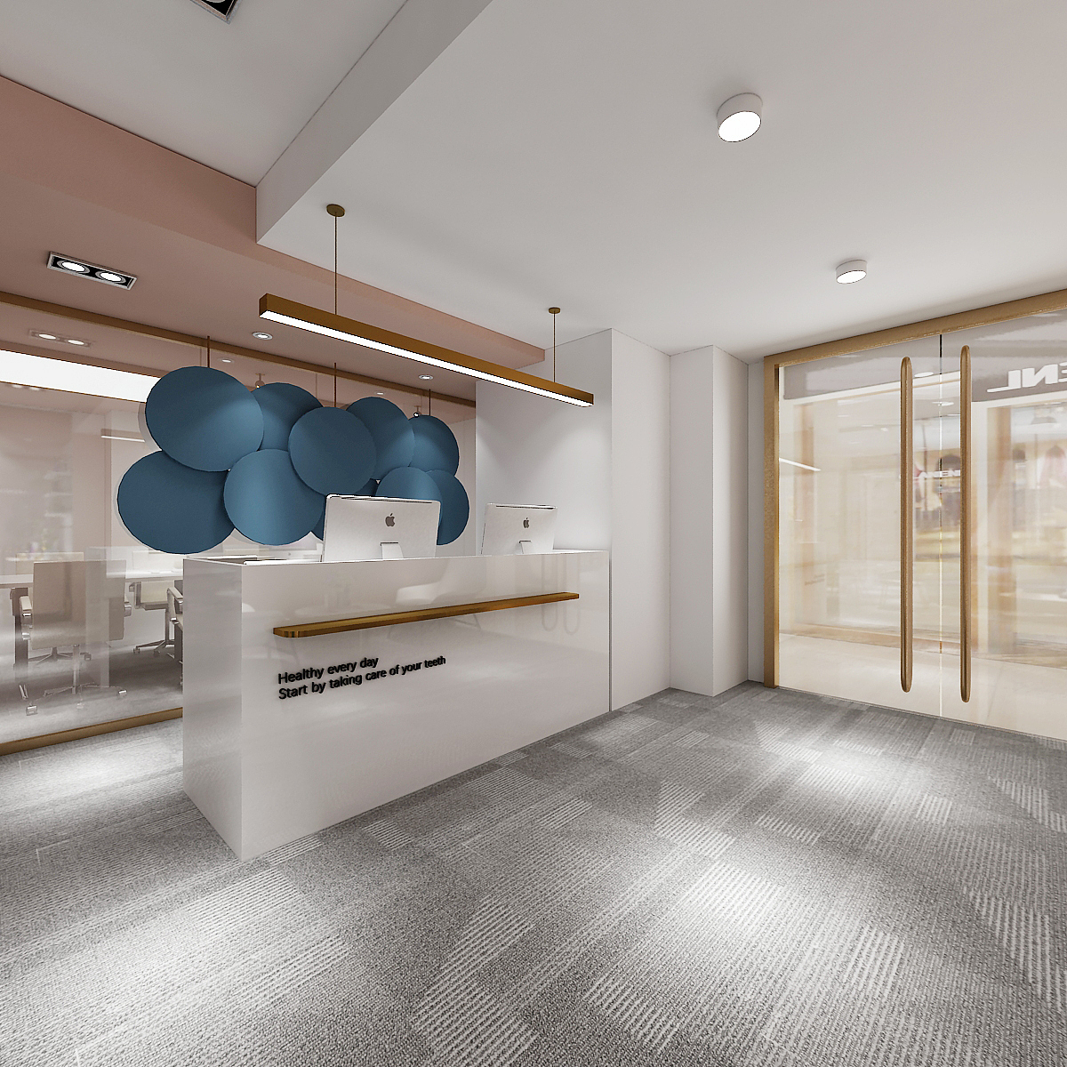 轻奢粉色调美牙工作室