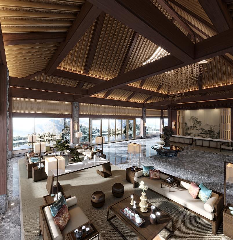 工装案例——酒店大堂（图ZMjYwMTU4MTY0） - 酒店餐饮设计 - 站酷设计师舒瑾原创素材 - 站酷ZCOOL