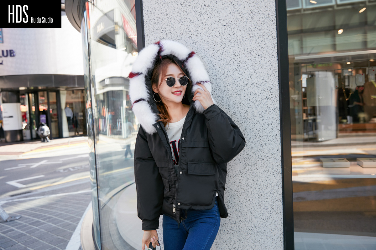 韩国模特韩风女装秋冬装羽绒服韩国街拍