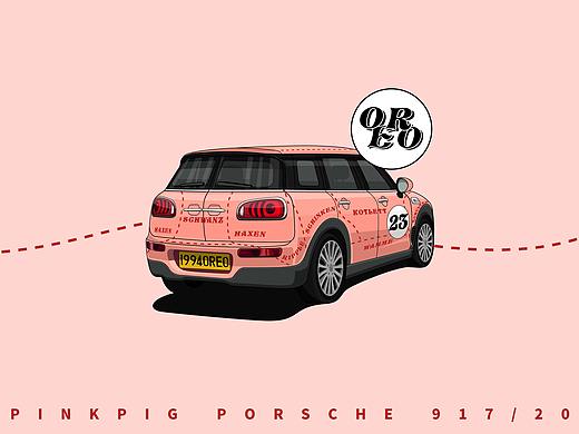 BMW MINI PinkPig&BritishGreen | Illustration