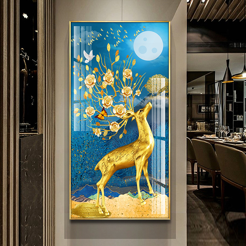 金鹿送福装饰画画芯设计