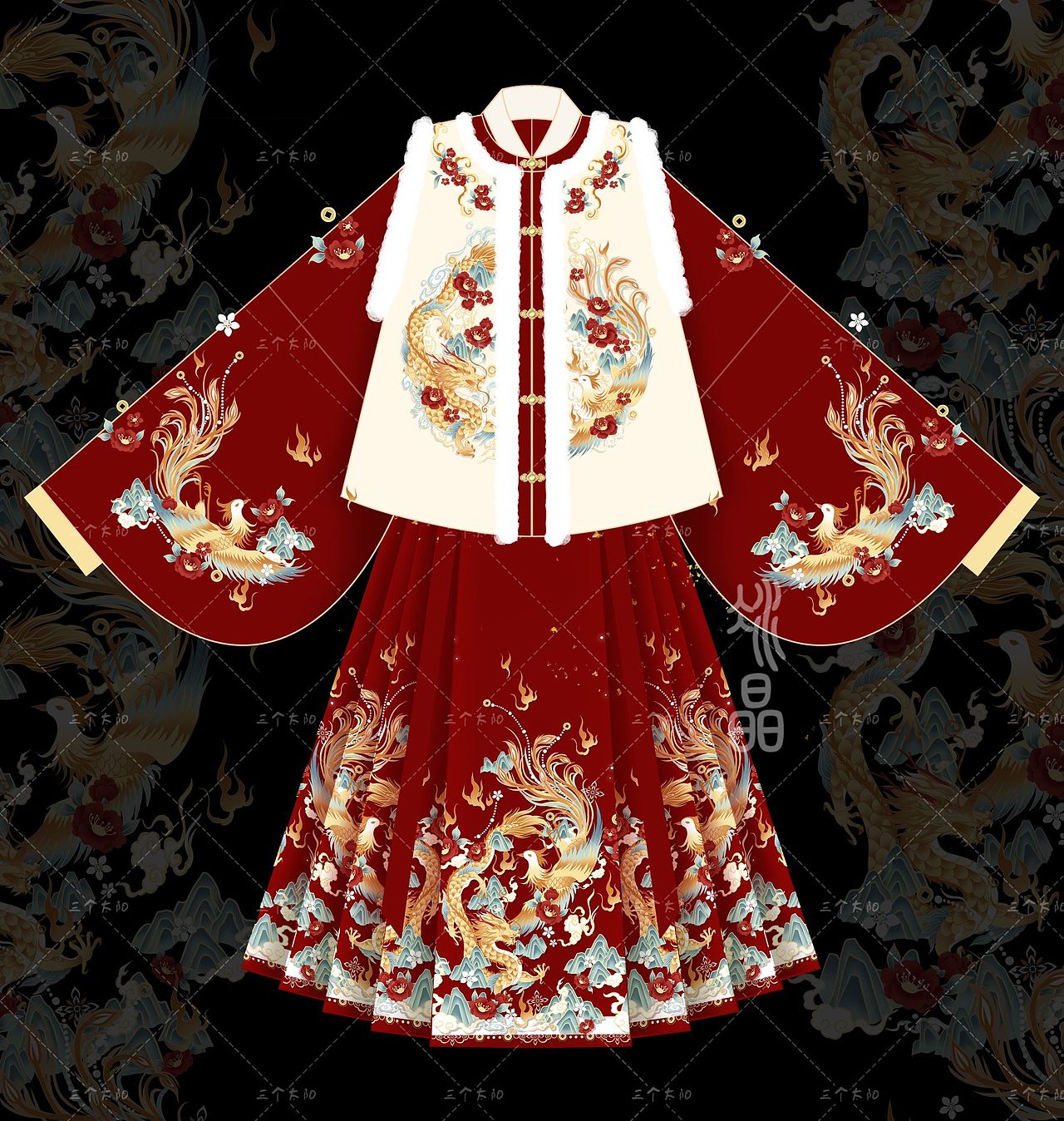 汉服设计·新年战袍（图ZMzU1MTczNDc2） - 传统/民族服饰 - 站酷设计师在画画的冰晶原创素材 - 站酷ZCOOL