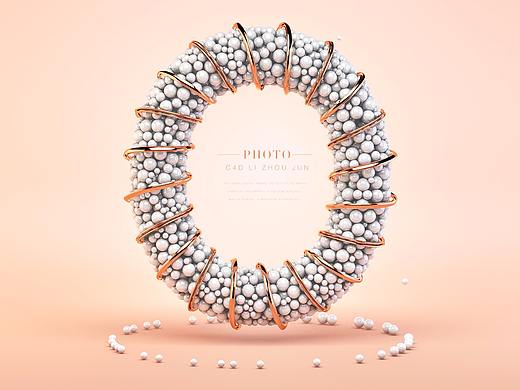 【C4D练习作品】一个充满小球的圆环作品