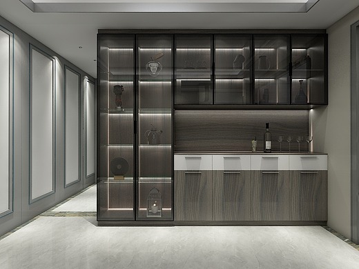 轻奢主卧 高级灰酒柜