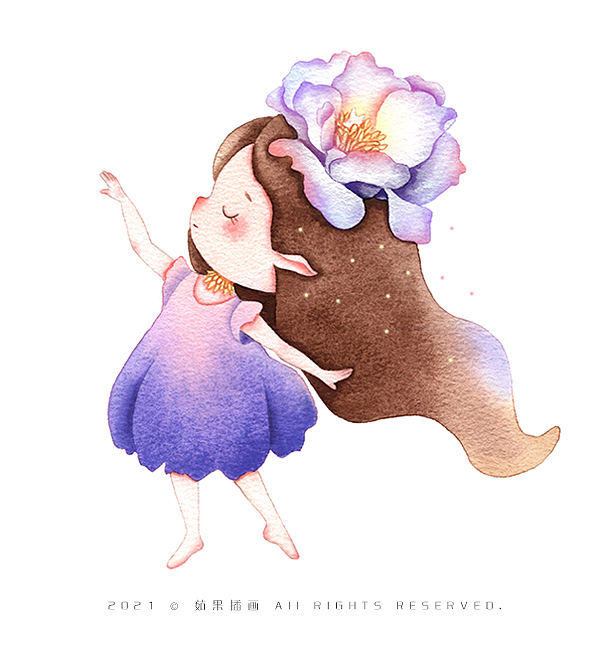 精靈女孩與花兒系列原創(chuàng)水彩插畫（圖ZMjY2NDAxNTg4） - 商業(yè)插畫 - 站酷設(shè)計師茹果插畫原創(chuàng)素材 - 站酷ZCOOL