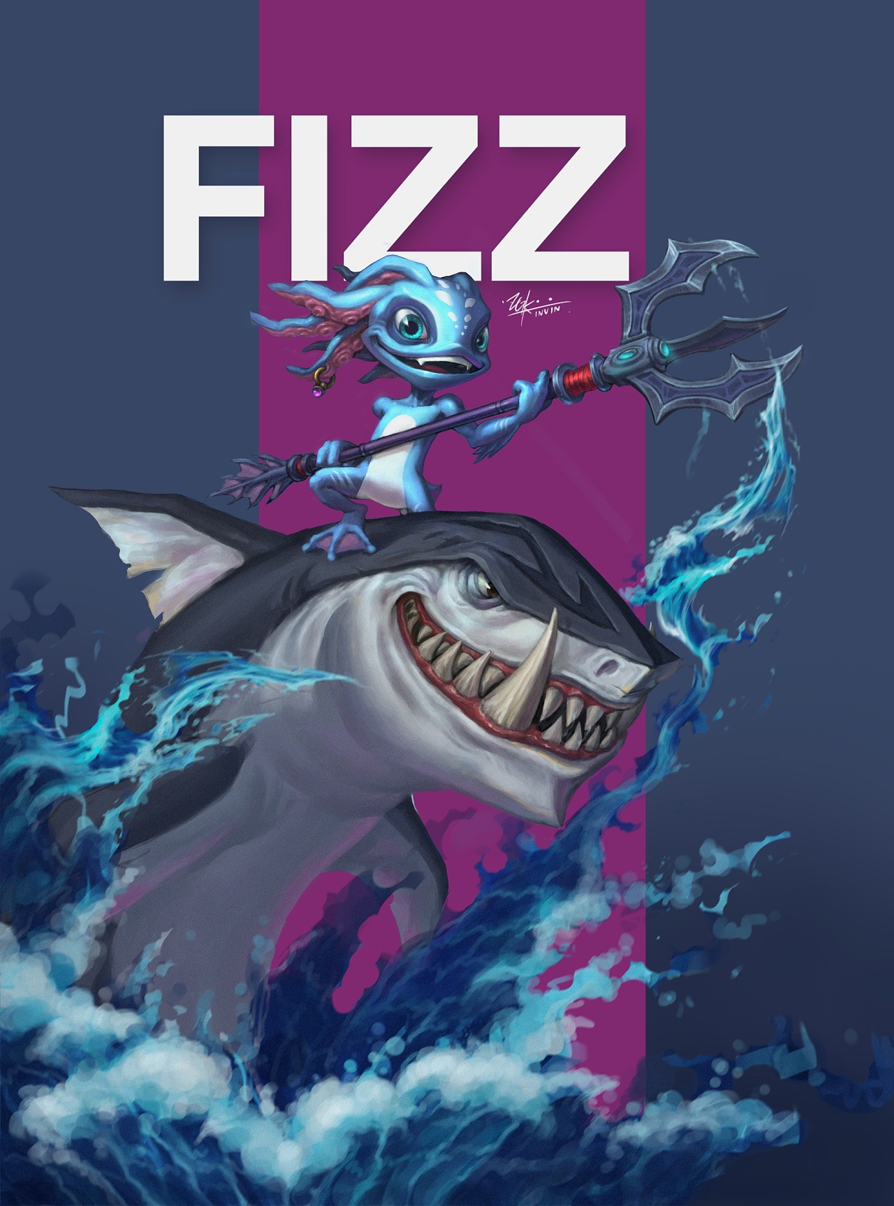 插画|英雄联盟小鱼人菲兹|插画|游戏原画|zgkinvin