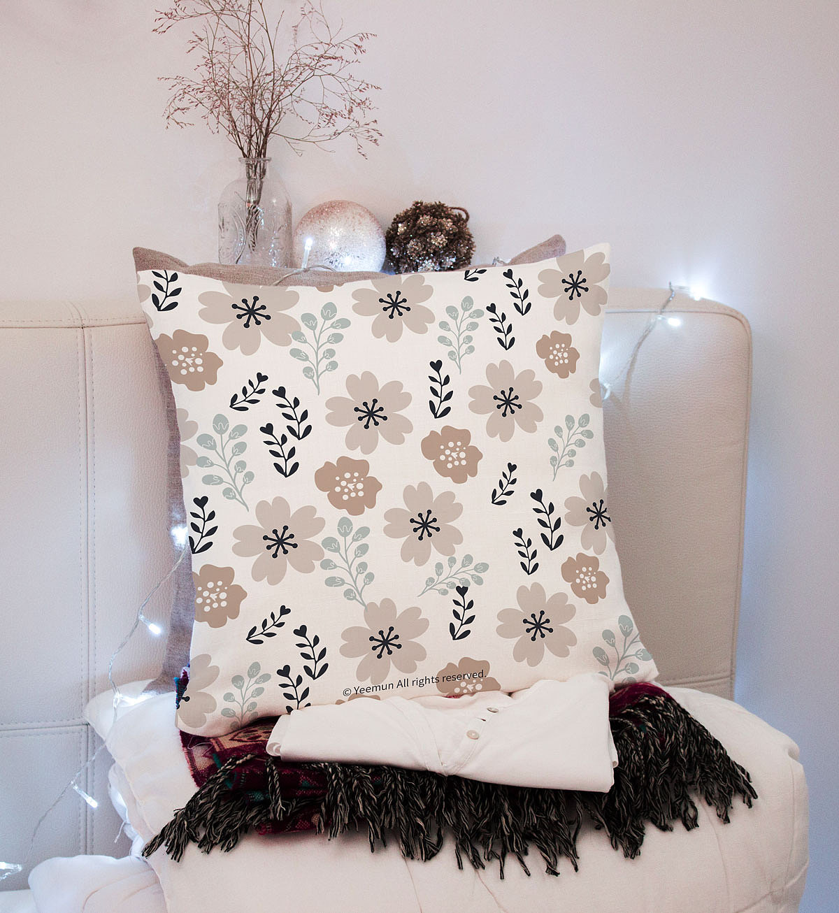 原创复古花纹抱枕图案设计