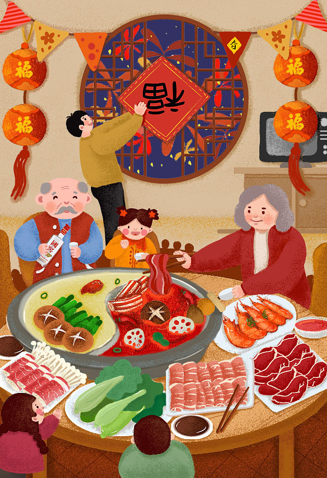 四川人家-年夜飯（圖ZMjAxNjUyOTE2） - 商業(yè)插畫 - 站酷設(shè)計(jì)師性感小彩原創(chuàng)素材 - 站酷ZCOOL