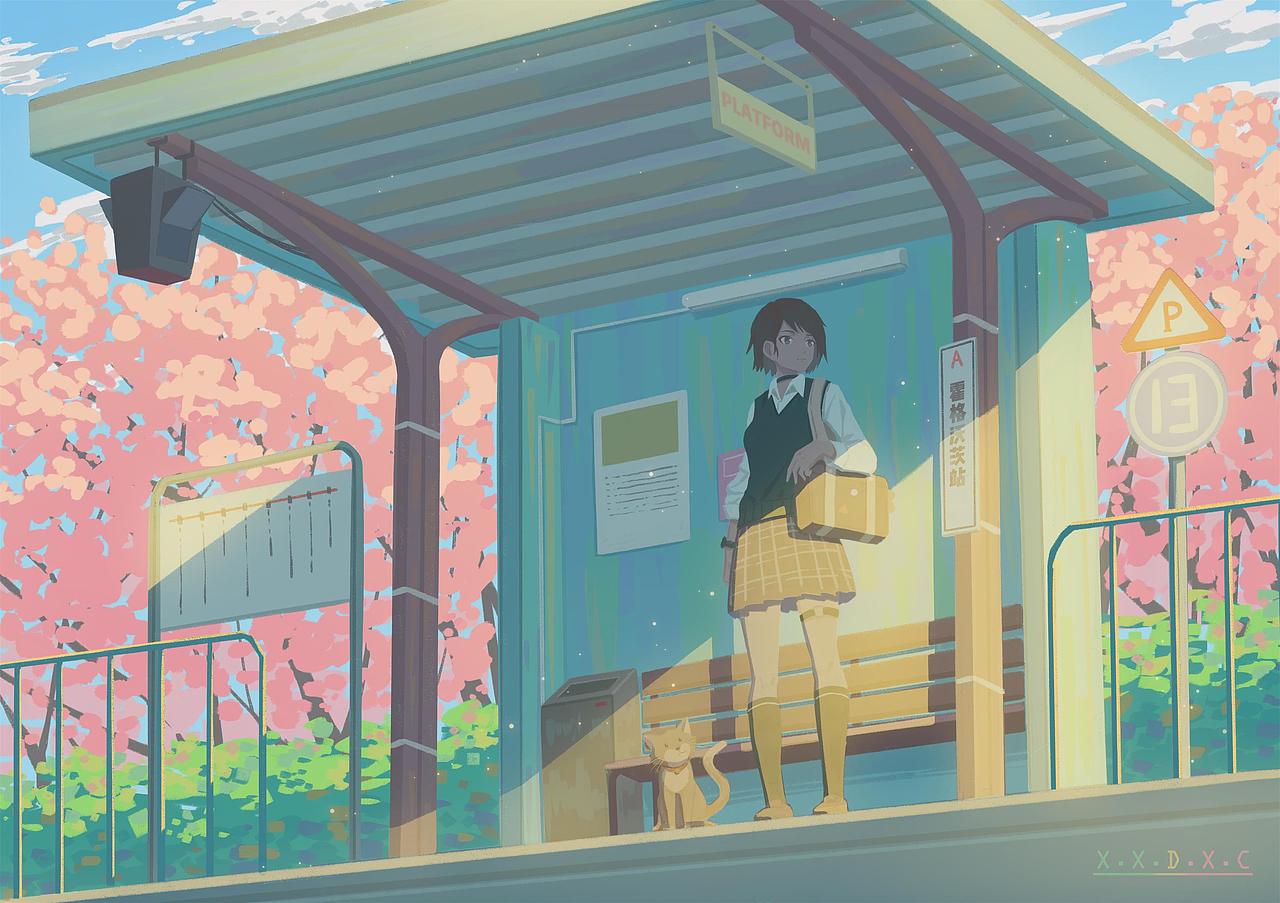 —站台系列插画—（图ZMjE4MzkzOTk2） - 创作习作 - 站酷设计师唏嘘的星辰原创素材 - 站酷ZCOOL