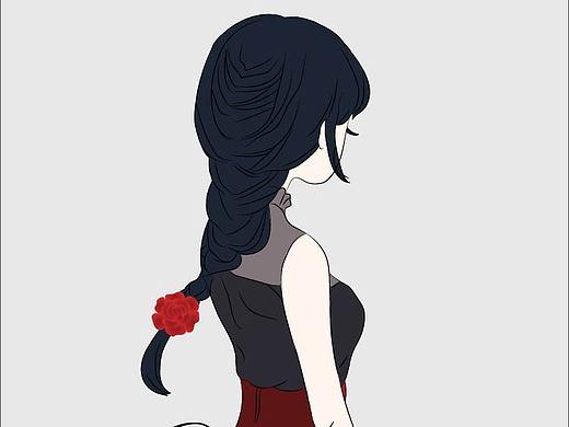 女孩背影 插画